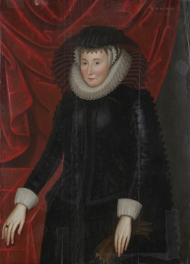 British School, Portrait of a Lady, probably Katherine Smythe Scott (ca. 1564–1615/16), ca. 1620–30. Oil on oak panel. Gift of Mr. and Mrs. James MacLamroc, 1967 (NCMA 67.13.7)